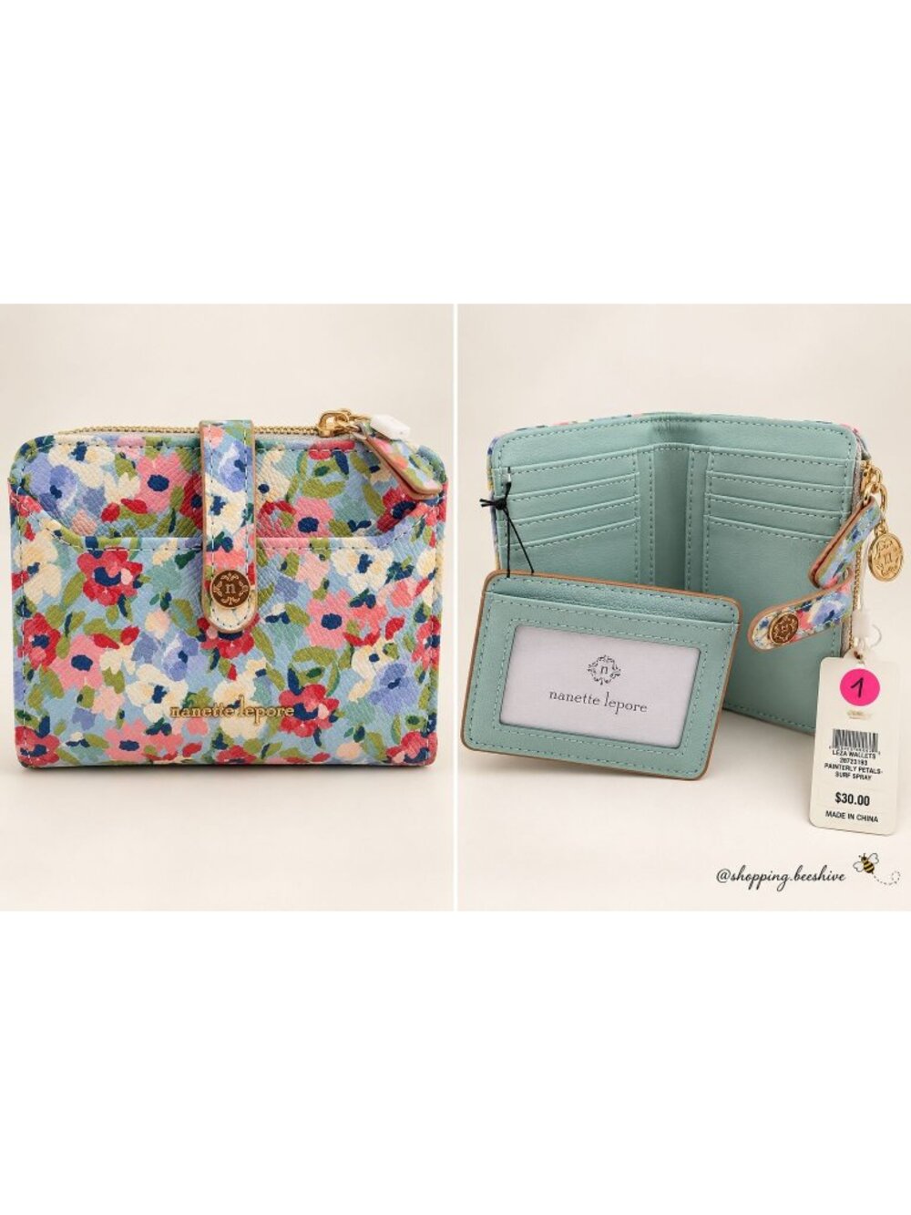 Nanette Lepore Leza Floral Wallet Card Case Painterly Petals NWT
